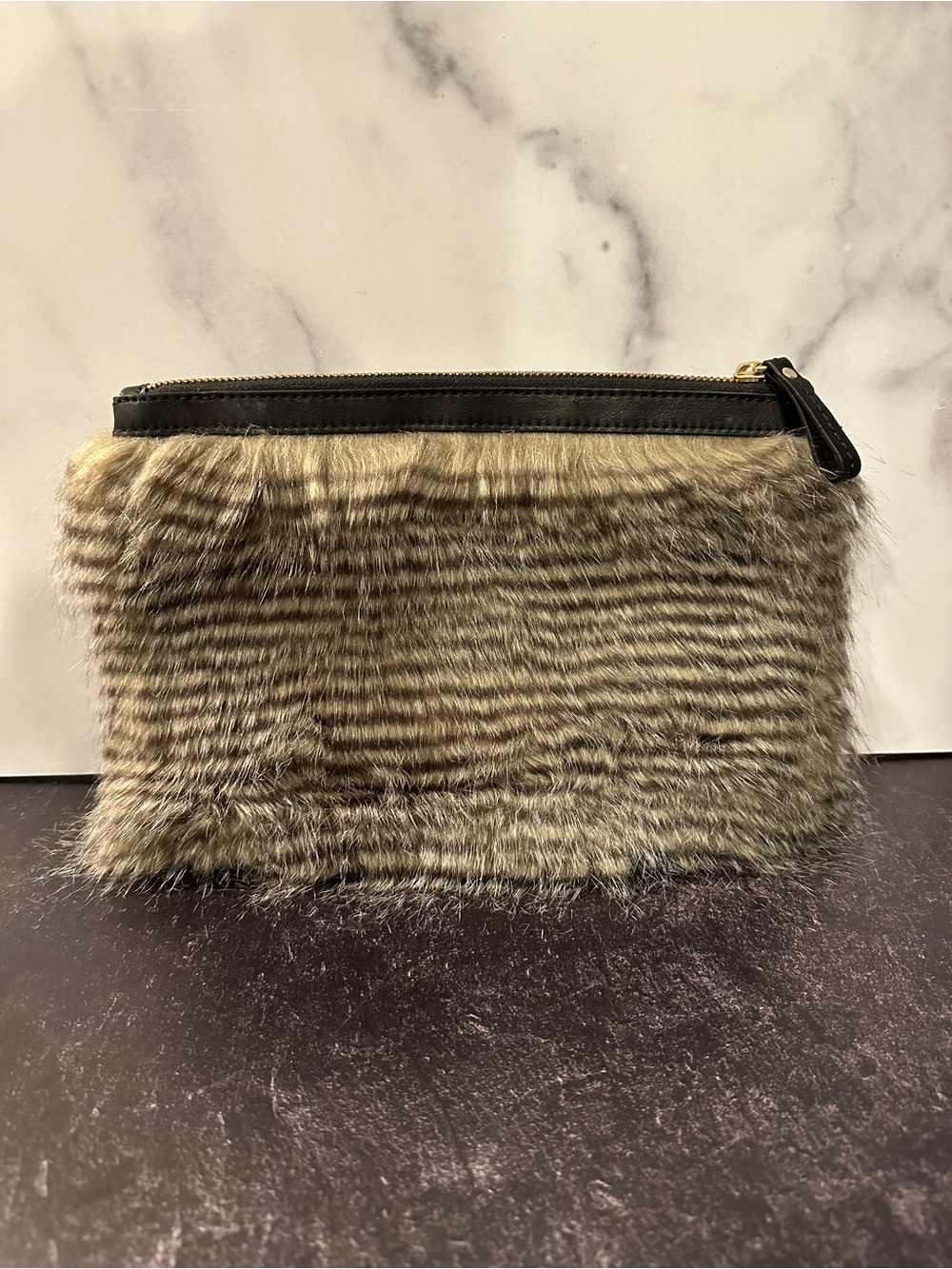 NWT Ann Taylor Faux Fur Clutch